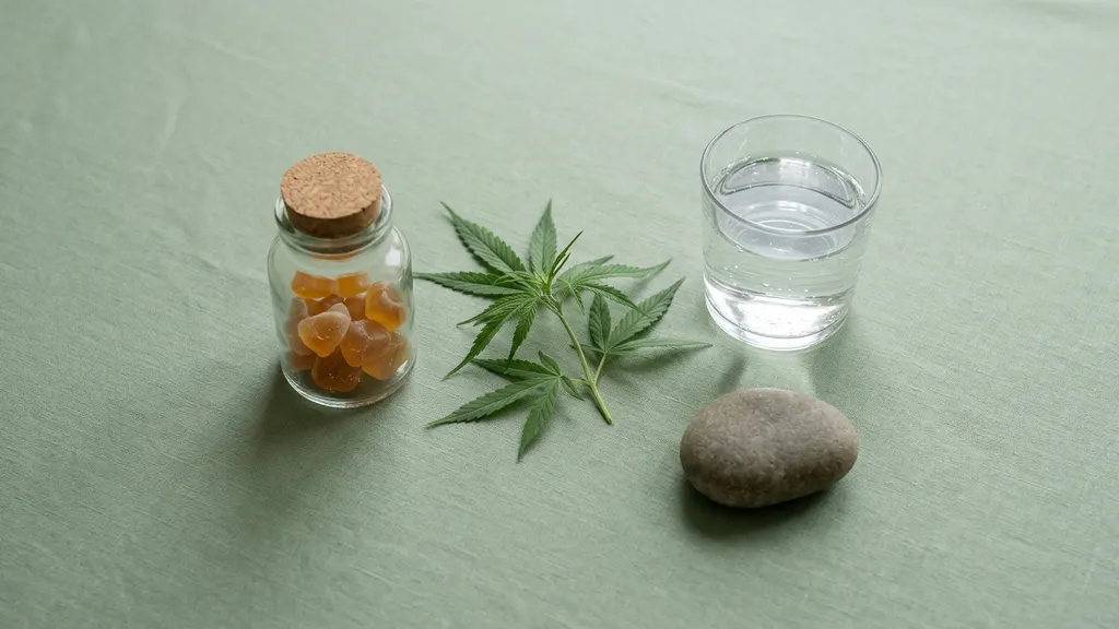 One hemp gummy on a small plate representing the recommended one-quarter restart dose after a tolerance break