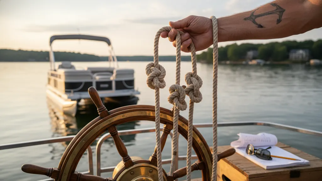 Bachelorette party boat group sailing on Lake Lanier at golden hour with bride wearing white sash