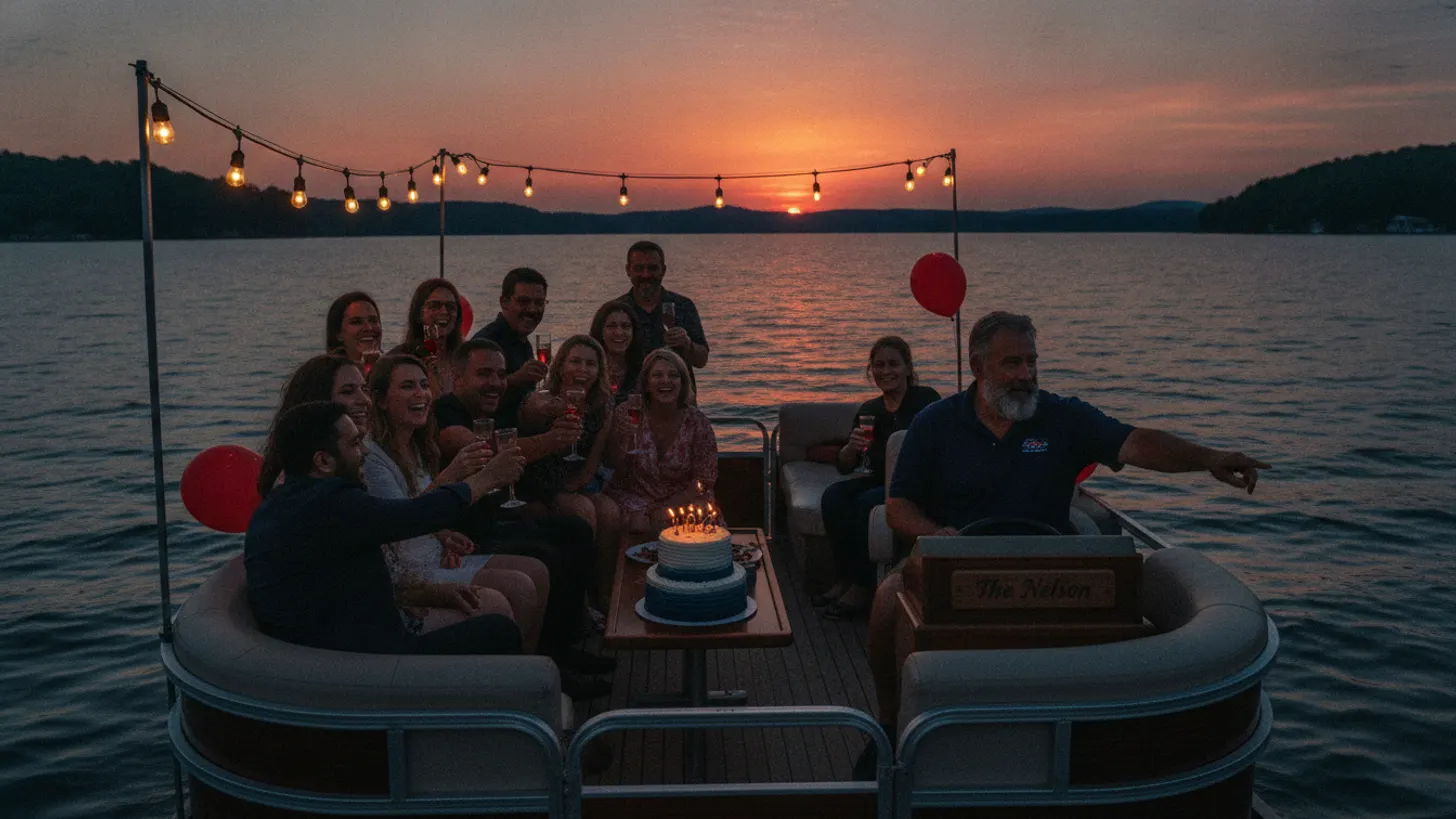 Birthday boat party Lake Lanier: book the full boat for 14 guests — Lord Nelson Charters