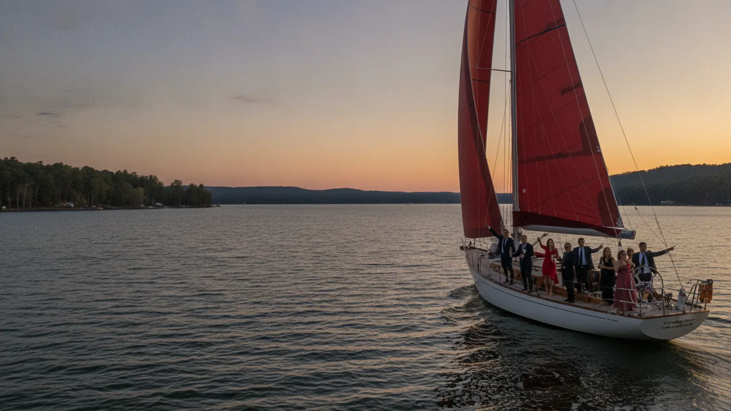 Company holiday party Lake Lanier sailboat: book December now, Lord Nelson Charters