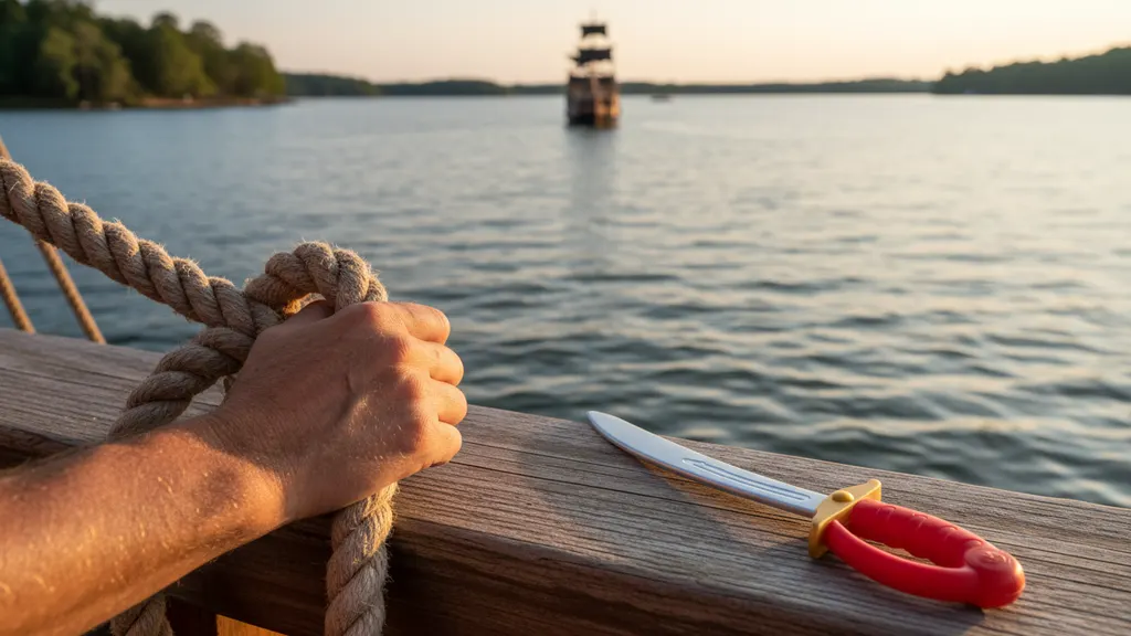 Children in eye patches steering the sailboat Lord Nelson during a Lake Lanier pirate cruise charter