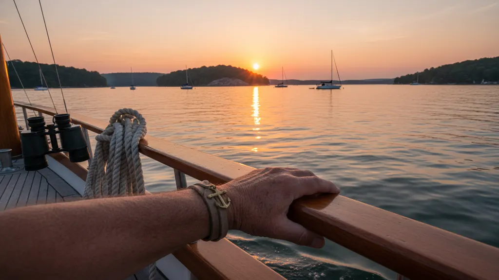 Pink and orange sky during the late golden hour of a sunset sail on Lake Lanier