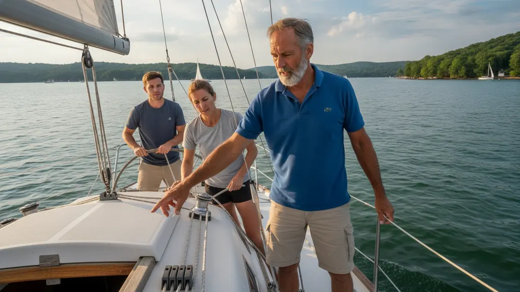 Boat handling skills covered in sailing lessons Lake Lanier
