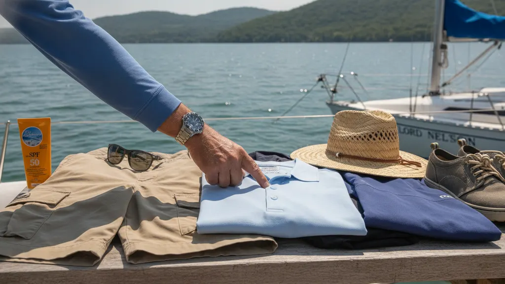 Guests in layered sailing outfits with non-slip shoes on a Lake Lanier charter deck at Aqualand Marina