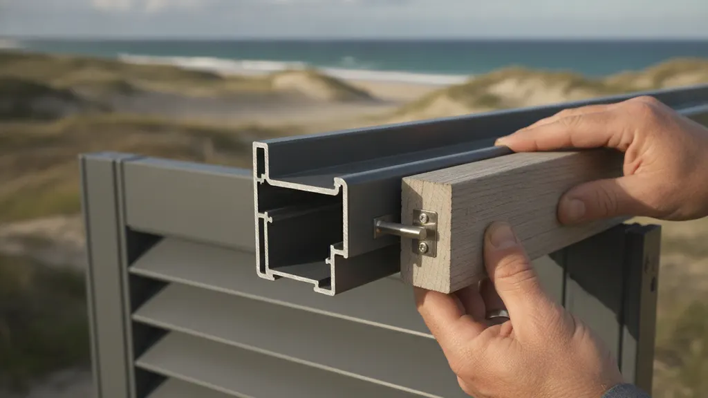 Powder-coated aluminium coastal window shutters on a weatherboard NSW house facing salt spray and onshore wind