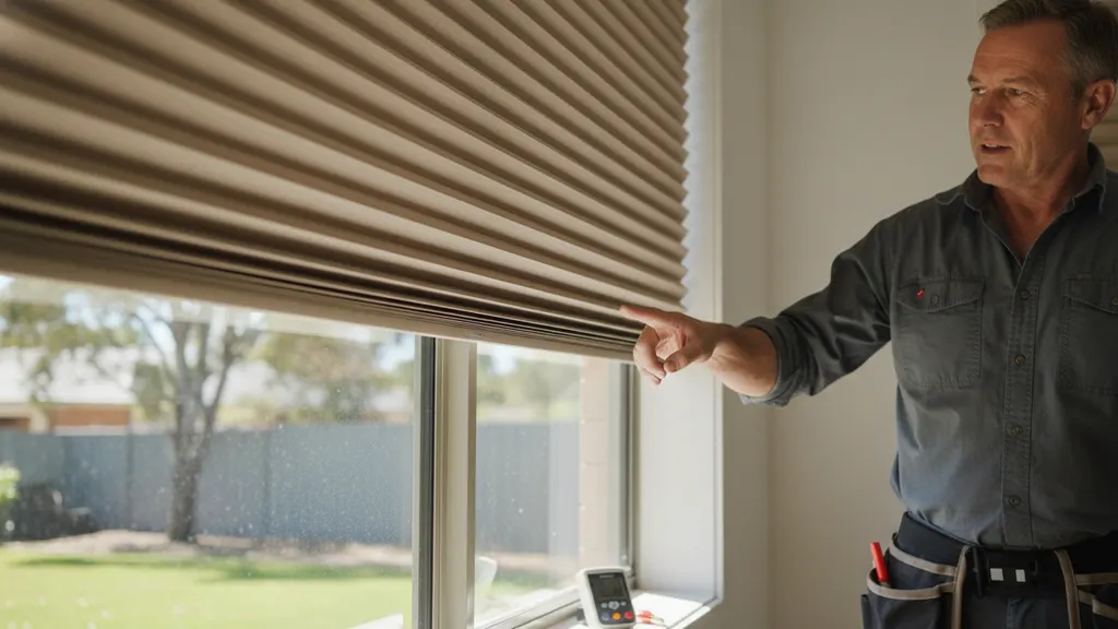 Honeycomb cellular blind installed with side channels in a Riverina living room window