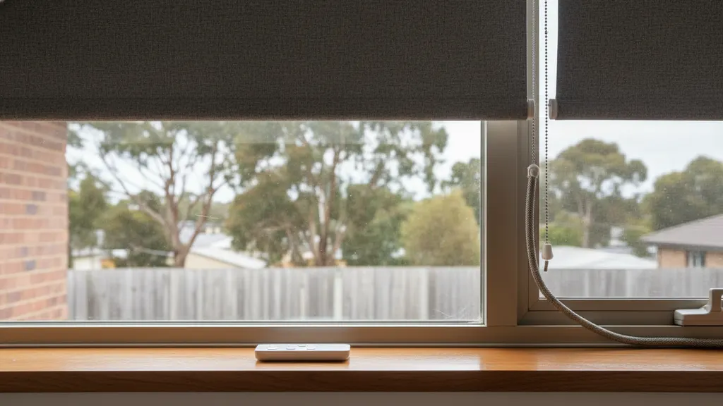Motorised roller blinds installed in a Wagga NSW living room with hidden Somfy tubular motor