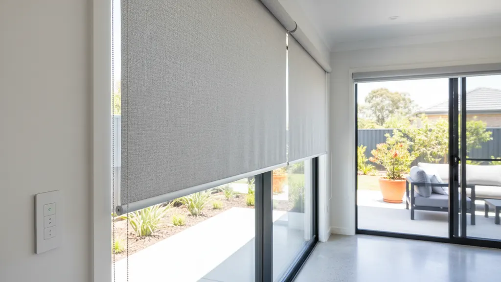 Smartphone app showing schedules for motorised blinds Australia bedroom and living room windows