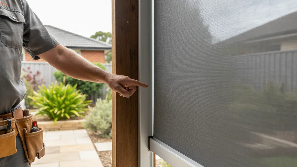 Riverina alfresco fitted with motorised zipscreen mesh blinds in dark charcoal aluminium frame