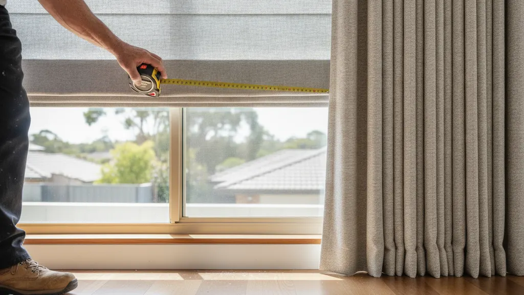 Lined Roman blinds fitted inside the reveal of a west-facing living room window in Temora, NSW