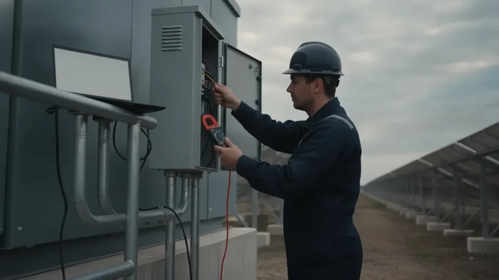 Commissioning engineer trending active power and reactive power setpoints on a utility-scale solar plant controller HMI