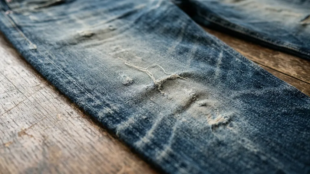 Close-up of authentic 1980s concert tee neck label showing Screen Stars tag with yellow-and-black colorway and single-needle stitching detail