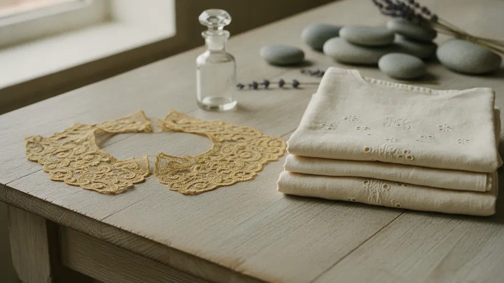 Vintage wool and shearling coats laid flat on acid-free tissue during a cleaning and storage session