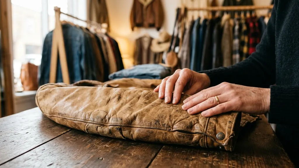 Side-by-side comparison of authentic vintage leather jacket lining stitching versus modern reproduction stitching