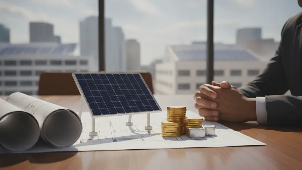 Capital partner reviewing C-PACE solar financing portfolio data on commercial property assessments and multi-state program availability maps
