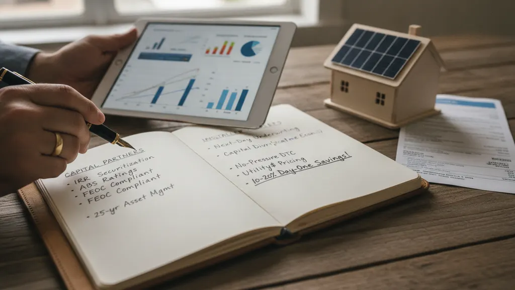 Diagram showing residential solar utility data flow from smart meter through Green Button Connect API to pricing engine